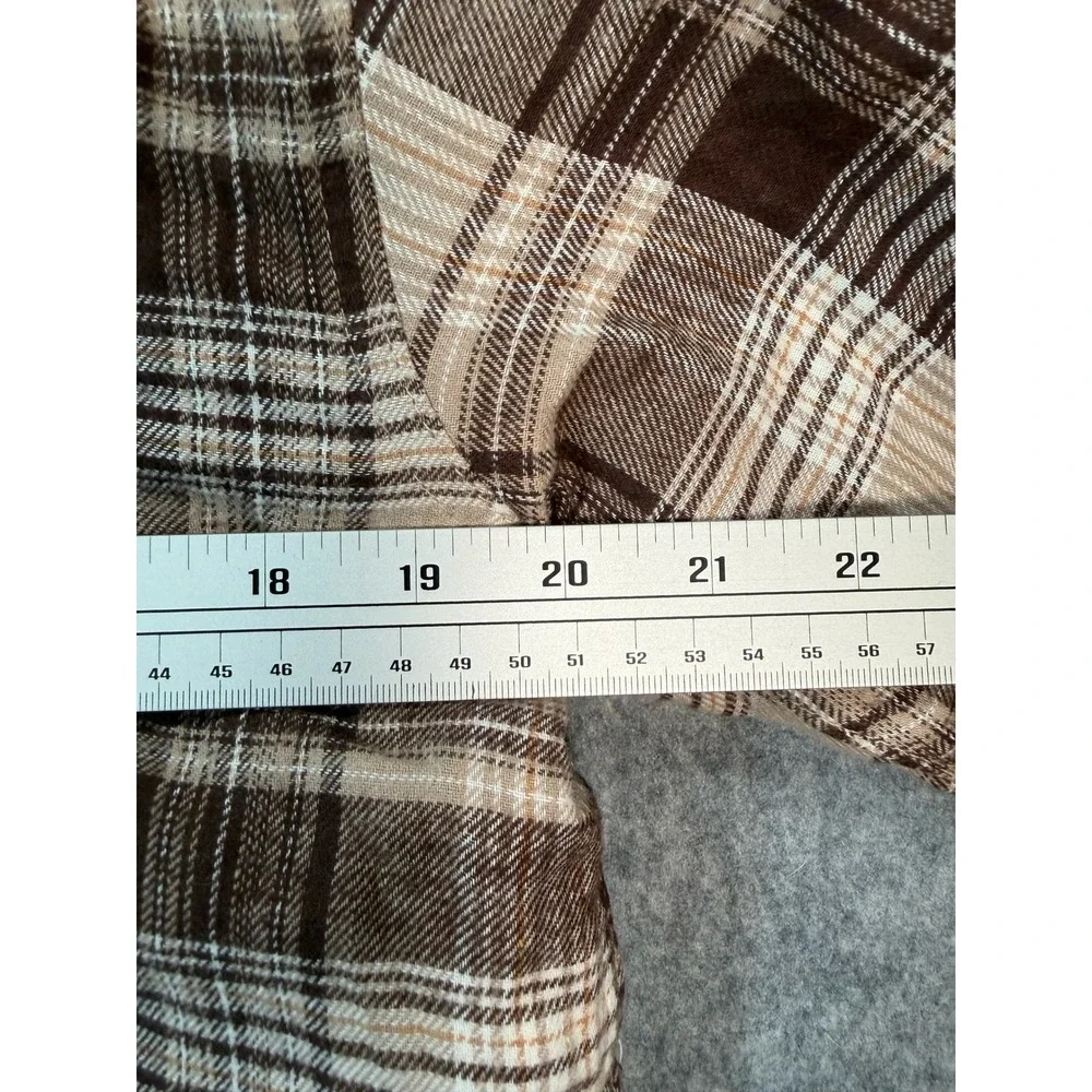 Wrangler Mens Brown Plaid Quilted Lined Flannel Shirt Jacket Size S Button Up